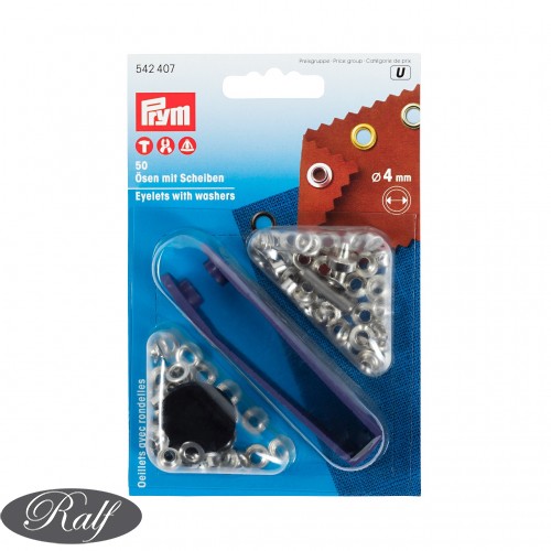 Set ocheti cu dispozitiv de atasare, finisaj argintiu - 4 mm - Prym 542407